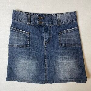 Armor‎ Jeans Denim Mini Skirt Size 0 Y2K Low Rise Dark Wash
